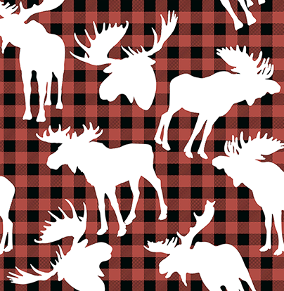 Moose Christmas plaid 1 yard CL knit 260 gsm