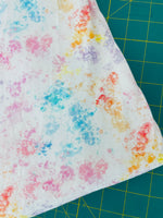 Rainbow koi Splatter on white 1 yard CL knit 260 gsm  glitter