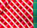 Small Scale 1/2" Red Christmas Plaid Glitter 1 yard CL knit 260 gsm