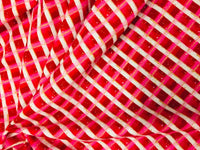 Small Scale 1/2" Red Christmas Plaid Glitter 1 yard CL knit 260 gsm