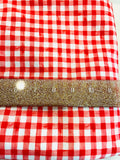 Red Gingham Watercolor 1 yard CL knit 260 gsm