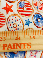 4th of July Donuts on white background 1 yard CL knit 260 gsm