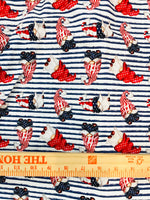 Patriotic gnomes 1 yard CL knit 260 gsm in stock
