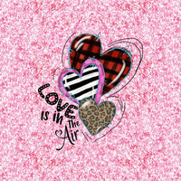 Pink glitter hearts Valentine panel CL knit
