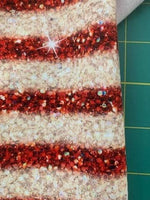4th of July  new Patriotic glitter stripes 1/2" wide CL knit , 260 gsm, 1 yard