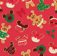 Red Christmas cookies on red 1 yard CL knit 260 gsm