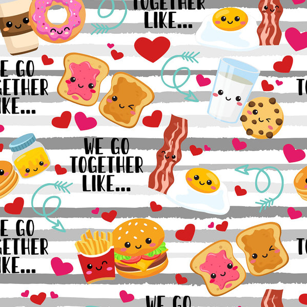 We go Together Breakfast bacon egg cheese 1 yard CL knit 260 gsm in stock