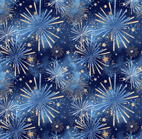 Fireworks Patriotic 4th of July  1 yard CL knit 260 gsm