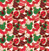 Mix Red Christmas cookies on red 1 yard CL knit 260 gsm