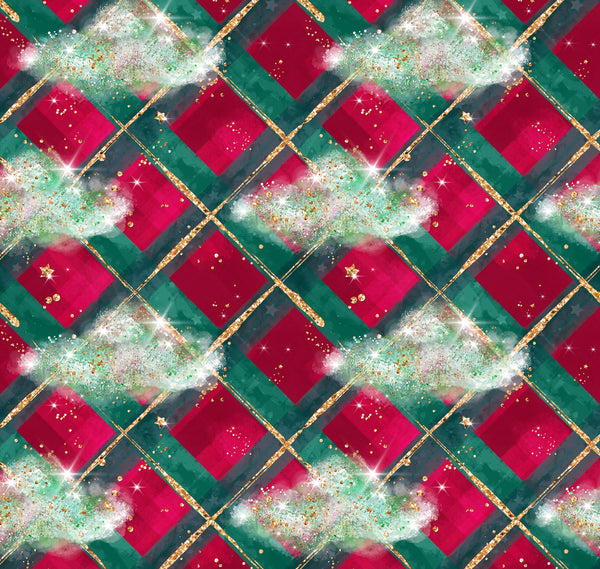 Christmas Plaid with Clouds 1 yard CL knit