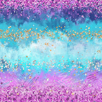 Purple aqua Galaxy skies 1 yard CL knit 260 gsm