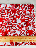 Candy canes Peppermints CL knit 1 yard