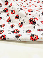 Ladybug on white background 1 yard CL knit 260 gsm