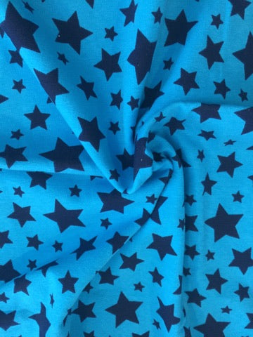 Blue with navy stars 1 yard CL knit