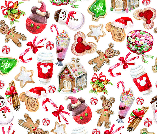 Christmas Sweets on white 1 yard CL knit 260 gsm
